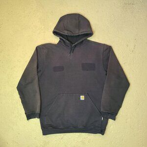 'Carhartt' fire resistant perfectly faded/distressed navy hoodi sweatshirt M